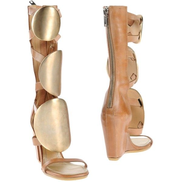 Metallic Gold Cuff High Heel Wedge Sandals Inspired By Rick Owens