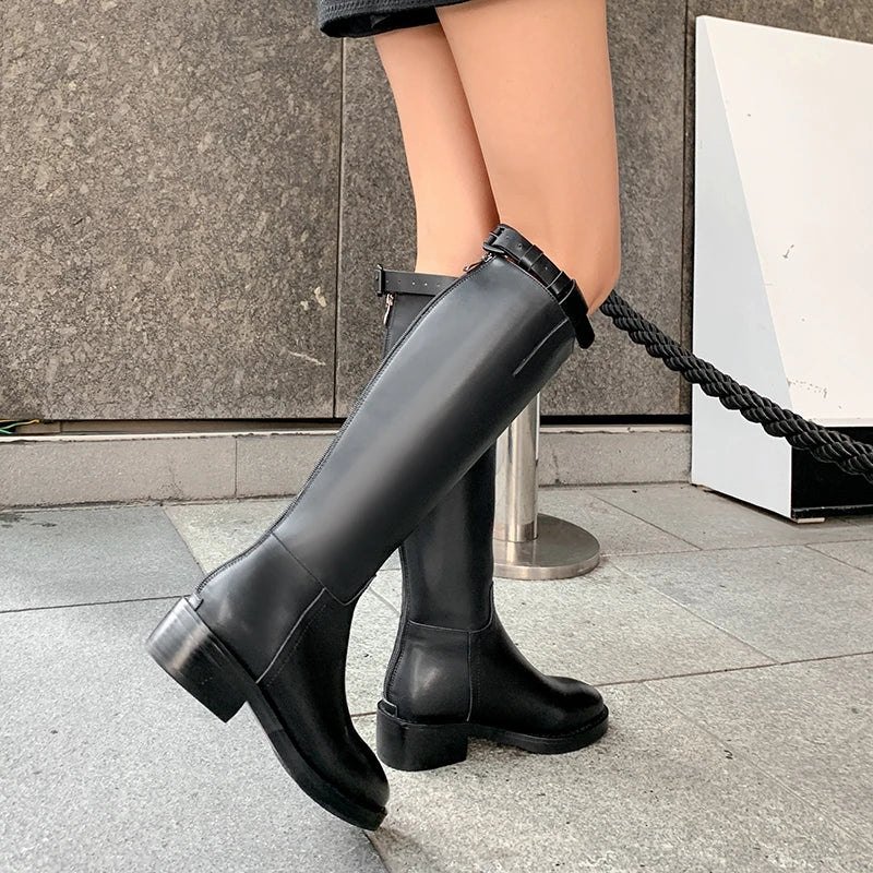 Black Knee-High Knight Boots