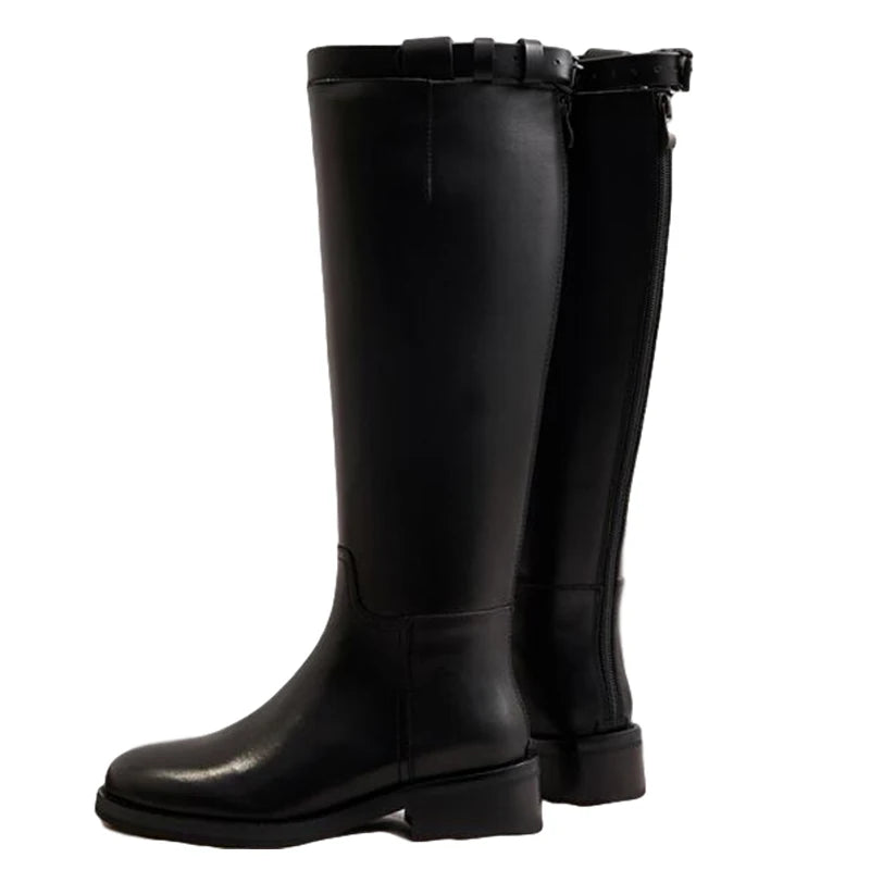 Black Knee-High Knight Boots
