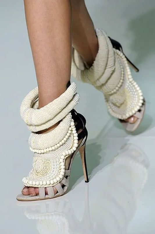 Kanye West Inspired Luxury Pearl Embellished Sandals