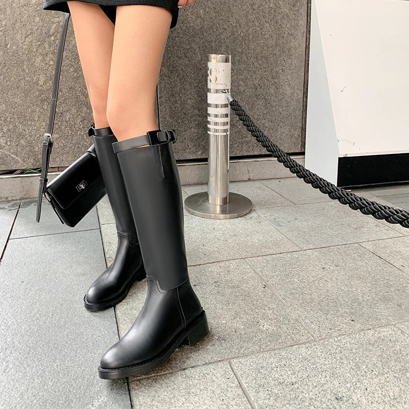 Black Knee-High Knight Boots