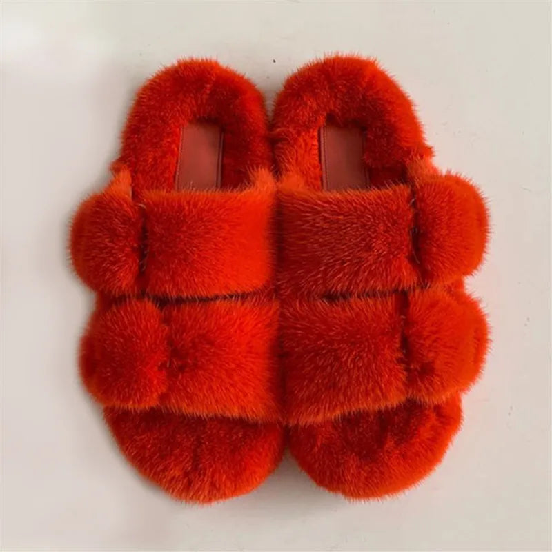 Fur Buckle Slippers
