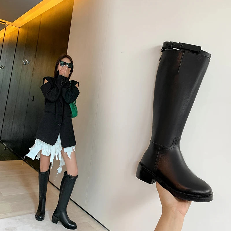 Black Knee-High Knight Boots