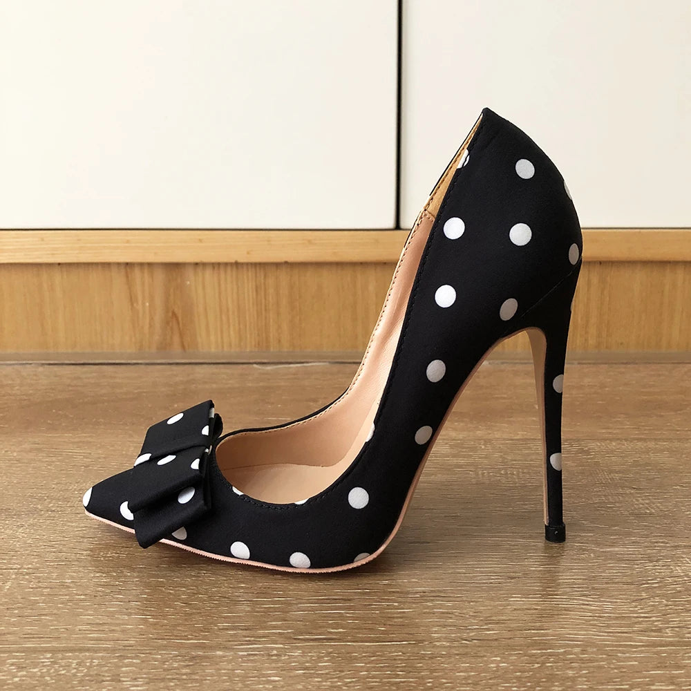 Polka Dot Satin High Heels Pumps