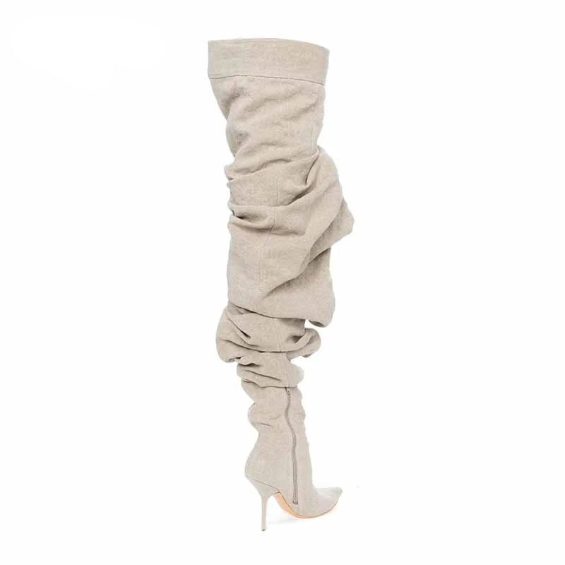 Slouchy Over The Knee High Heel Boots