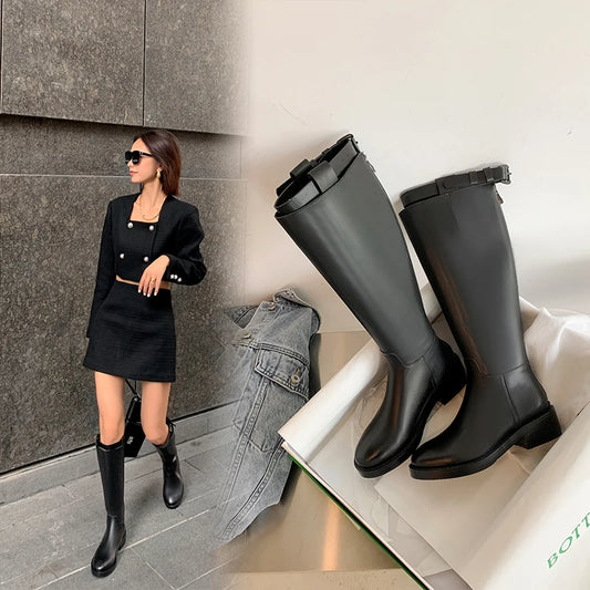 Black Knee-High Knight Boots