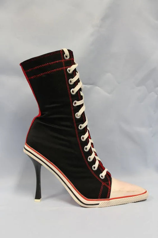 Classic Sneaker Lace Up Stiletto High Heel Boots
