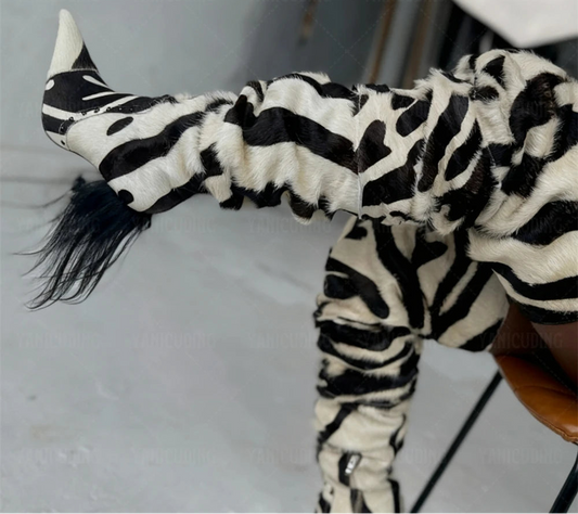 Zebra Print High Heel Stiletto Boots