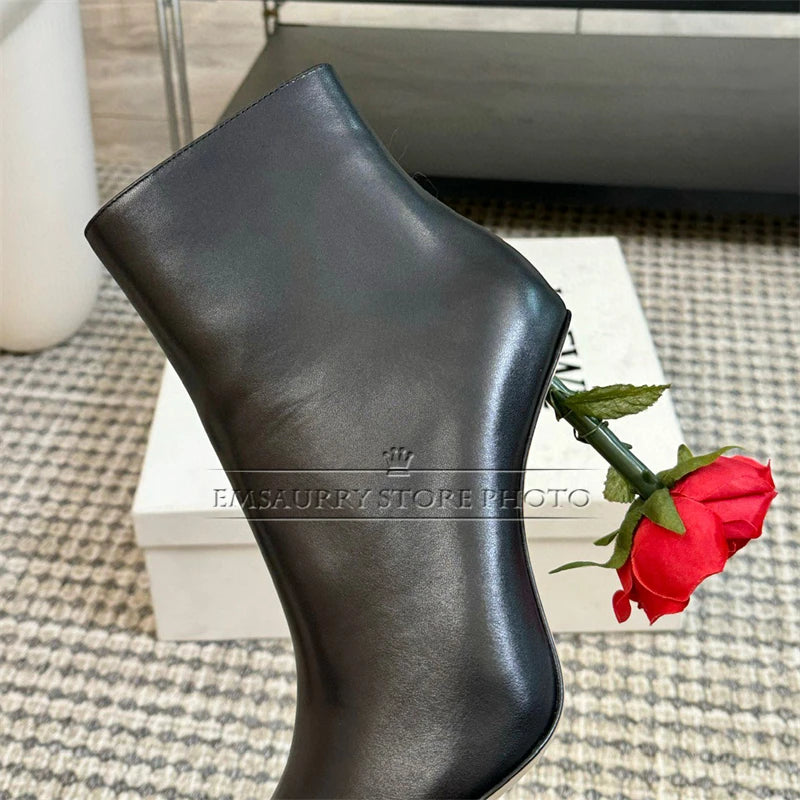 Rose Heel Black Boots