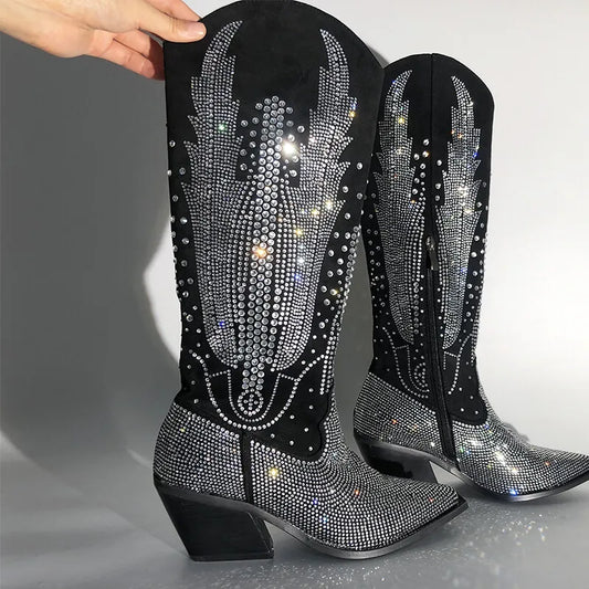 Rhinestone Design Cowboy Inspired Boots