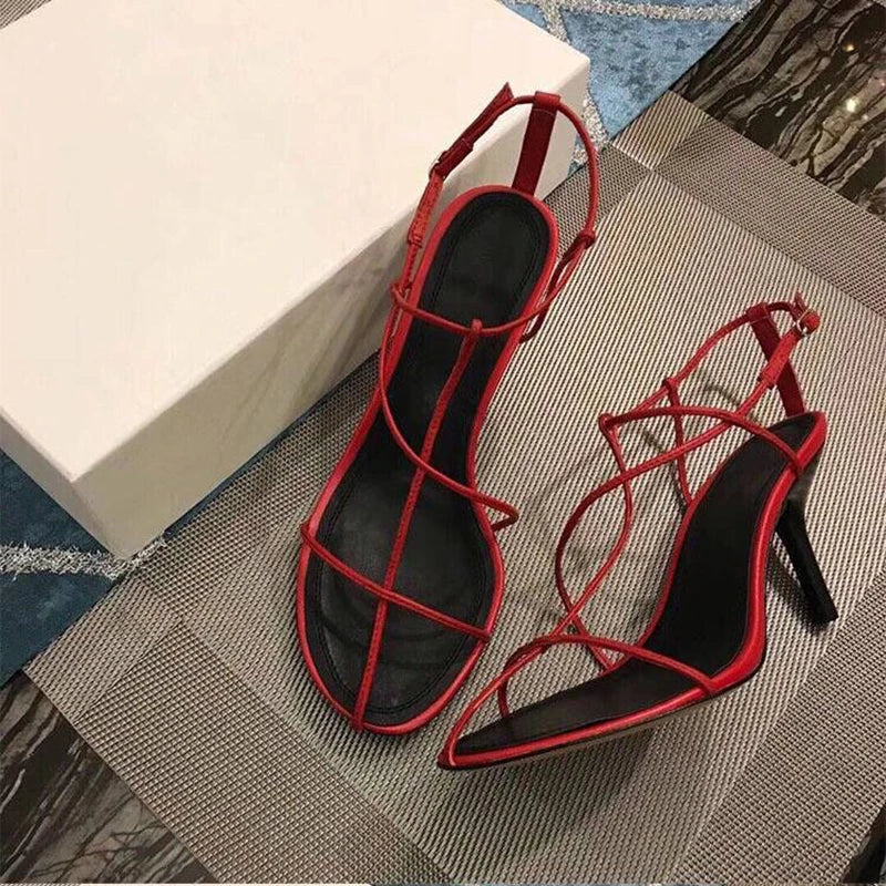 Celine red strappy sandals best sale