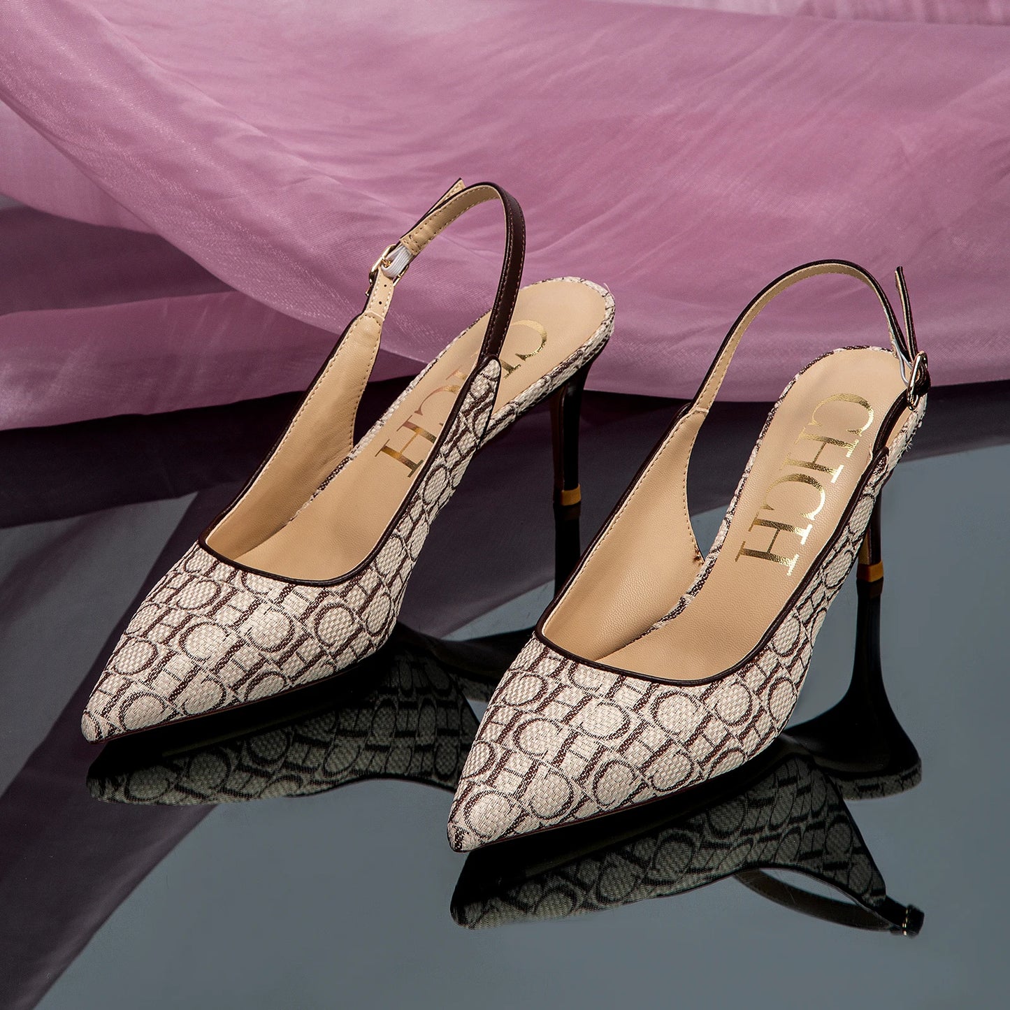 Initials Slingback Kitten Heel Mules