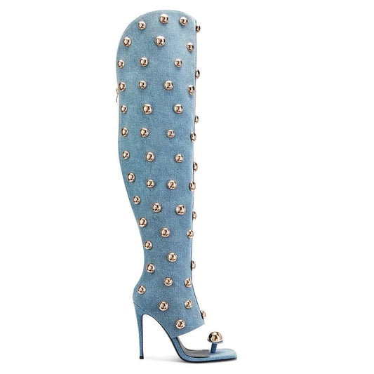 Circle Detail The Over Knee High Heel Sandals