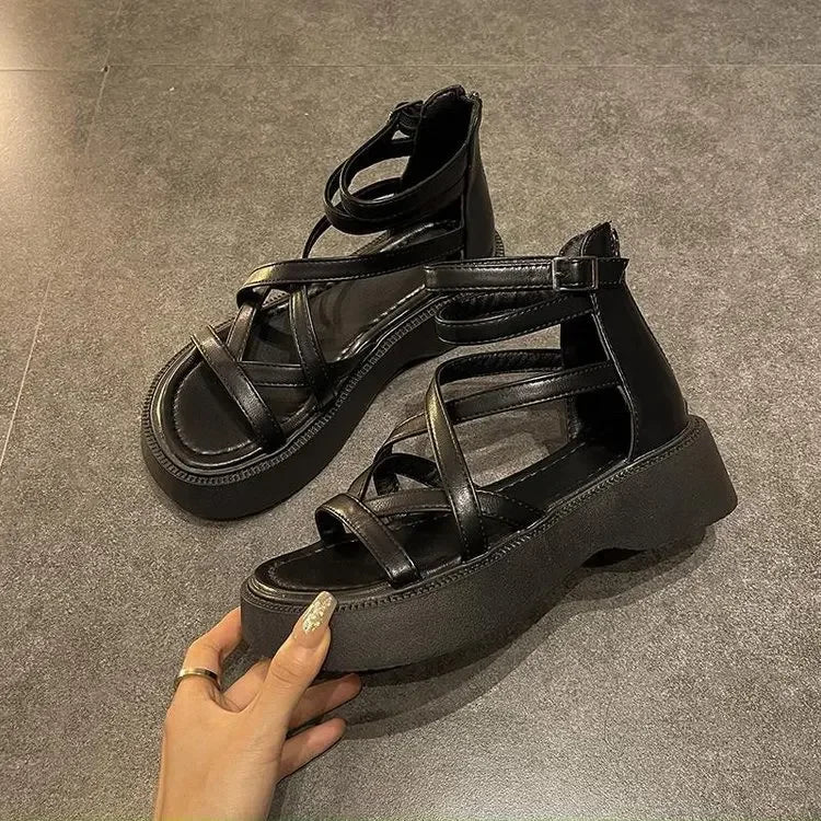 Cross Strap Platform Sandals
