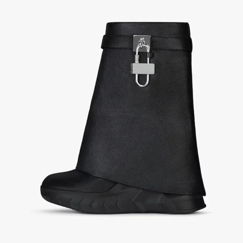 Shark Lock Biker Boots Inspired by Givenchy