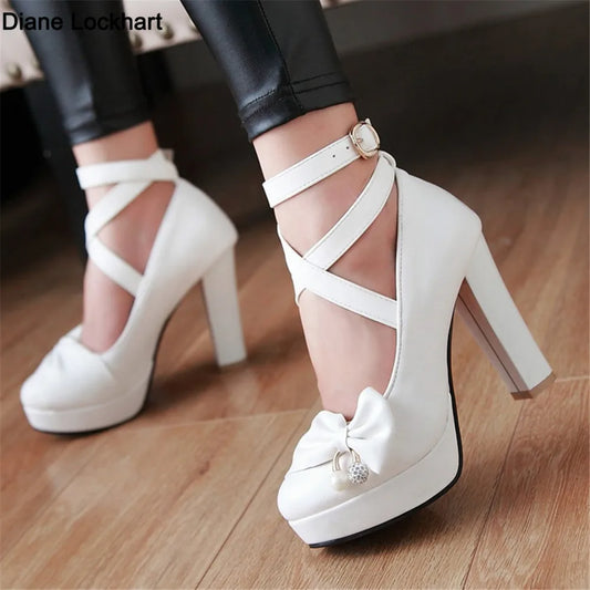 Bow Strap High Heel Pumps