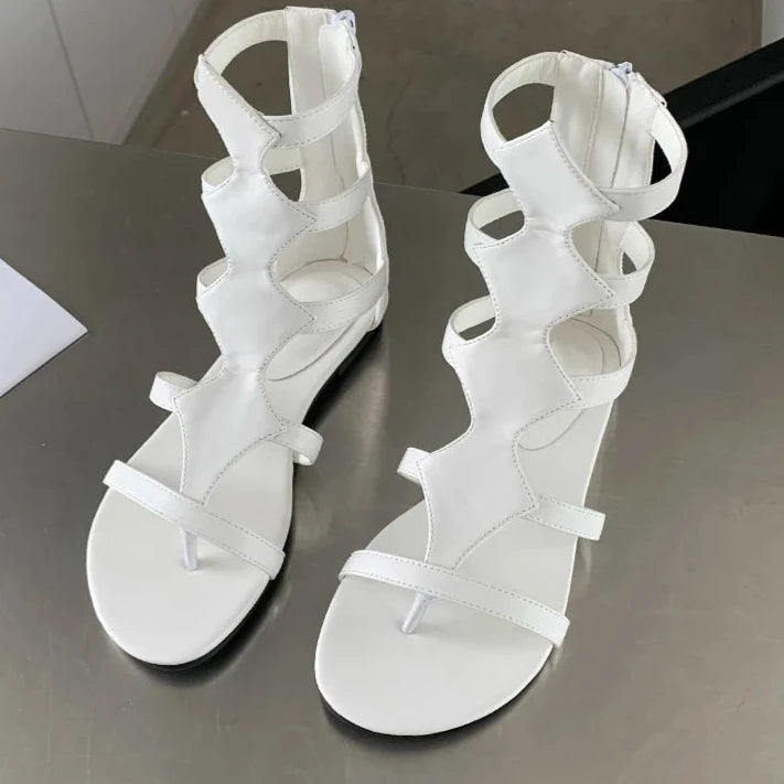 Flat Diamond-Cut Gladiator Sandals