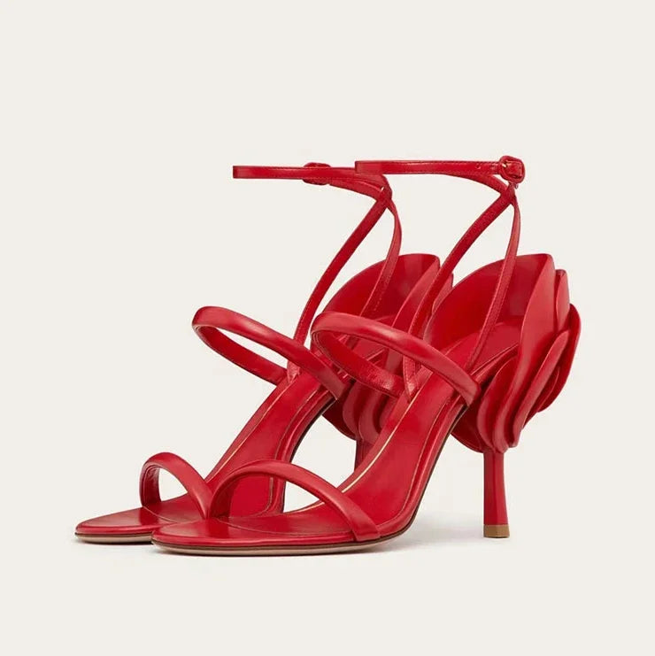 "Roserouche" Flower High Heel Sandals Inspired by Valentino Garavani