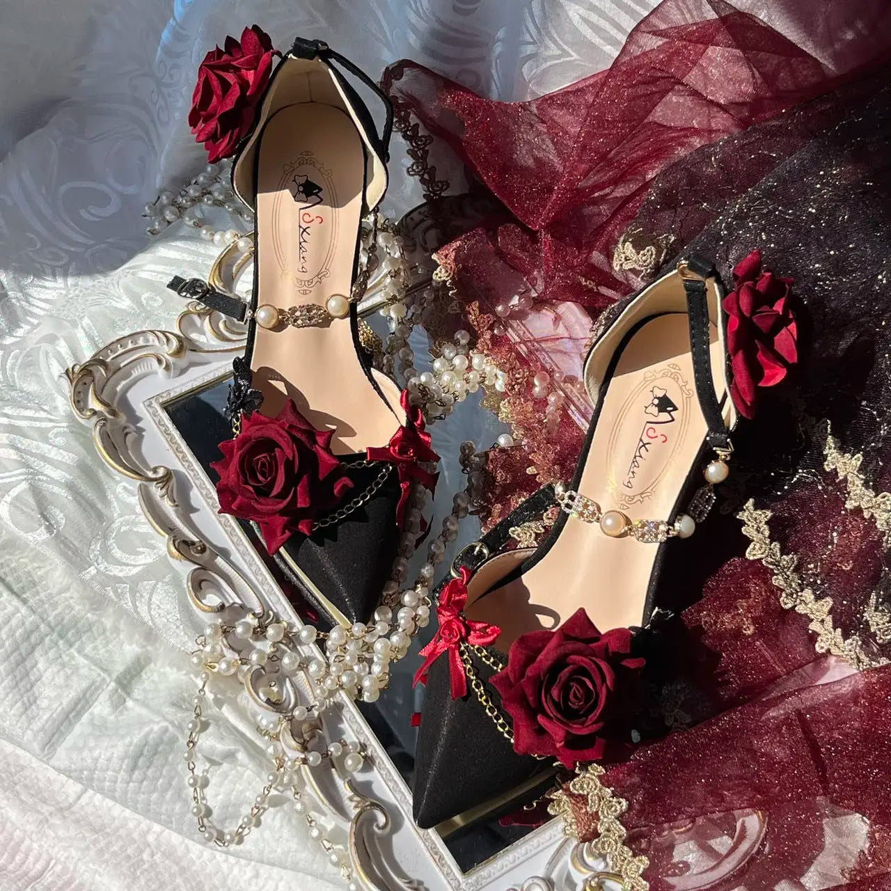 Black Red Gothi Wedding Shoe