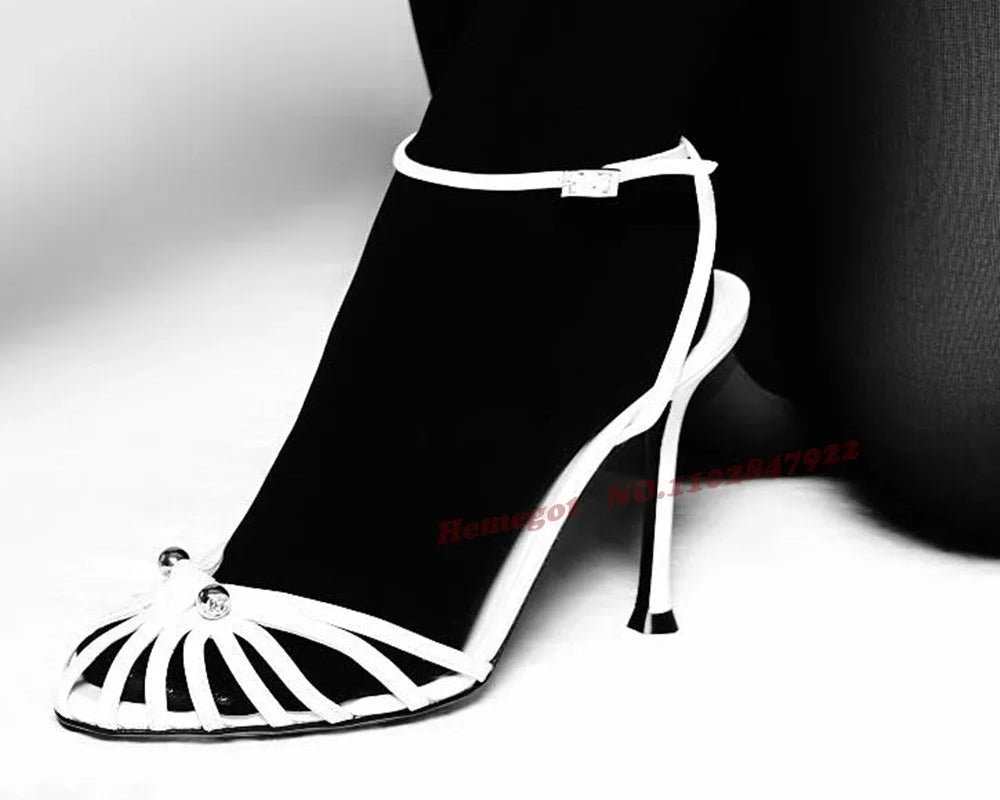 White Strappy High Heel Sandals