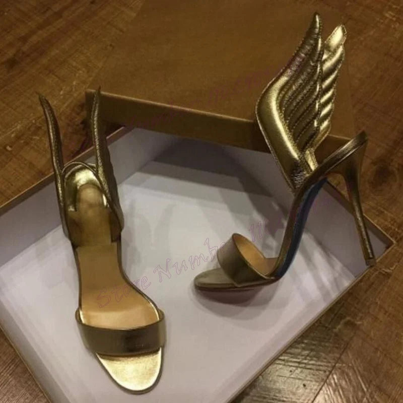 Golden Wing High Heel Stiletto Sandals Inspired By Christian Louboutin