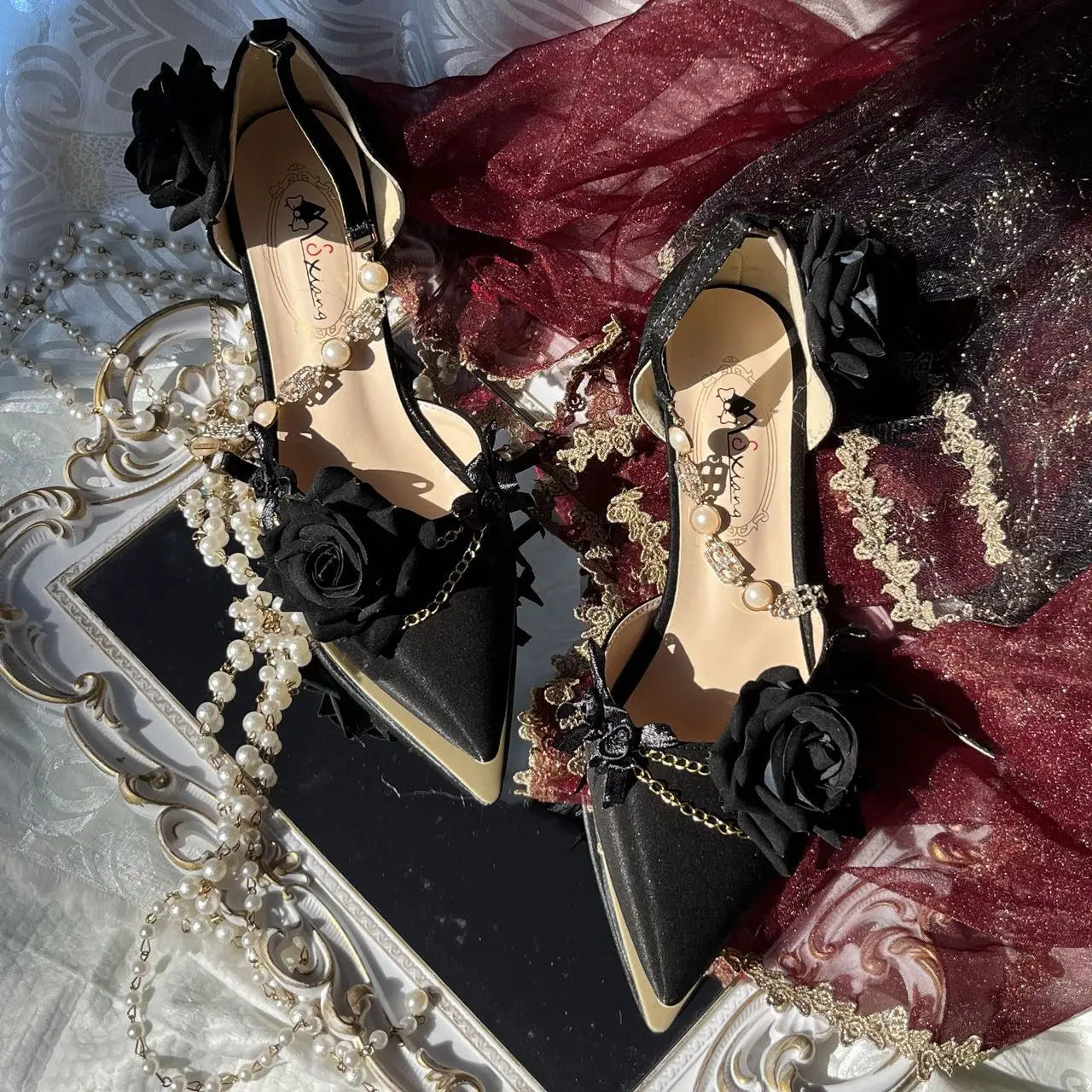 Black Red Gothi Wedding Shoe