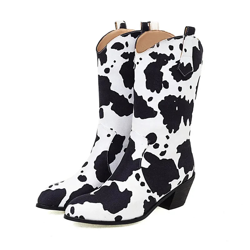 Cow Print Cowboy Boots