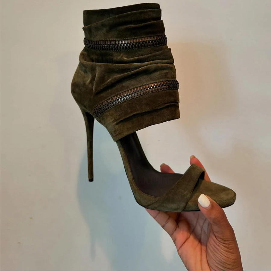 Double Zip Ankle Cuff High Heel Sandals Inspired By Giuseppe Zanotti