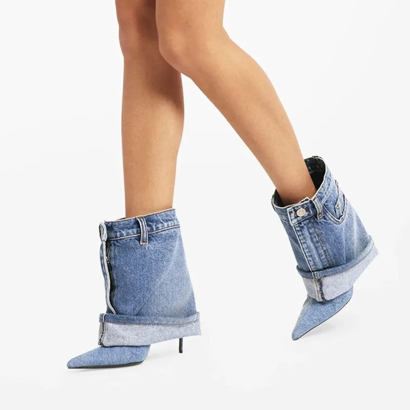 Dolce & Gabbana Inspired Denim Ankle Boots