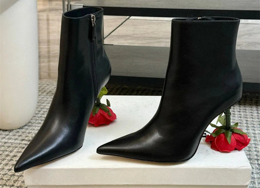 Rose High Heel Side Zipper Boots