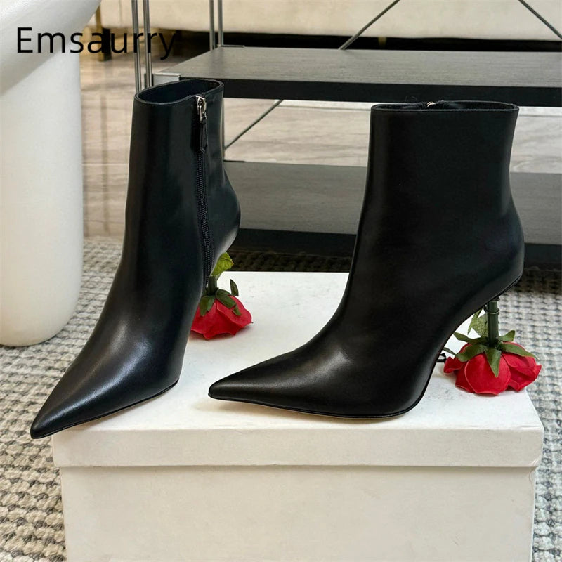 Rose Heel Black Boots