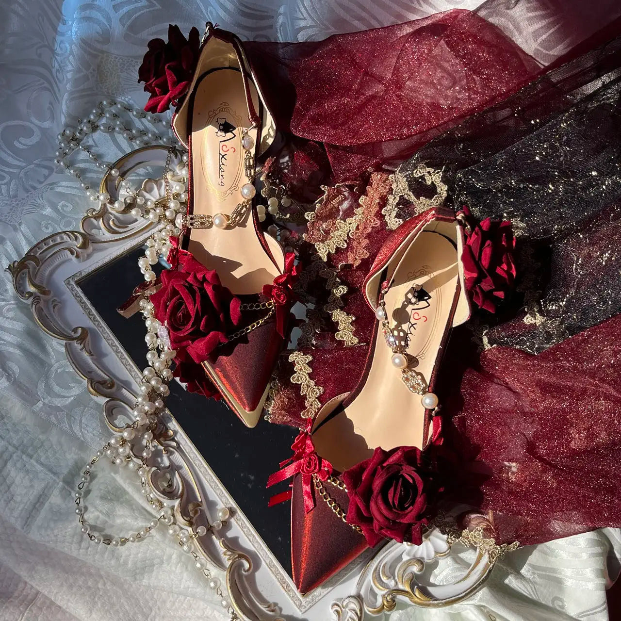 Black Red Gothi Wedding Shoe