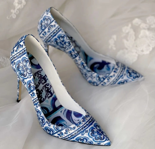 Porcelain Stiletto High Heel Pumps