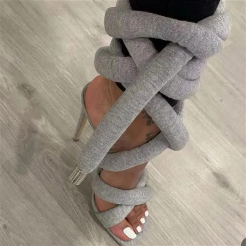 Cross Tie Grey Sandals