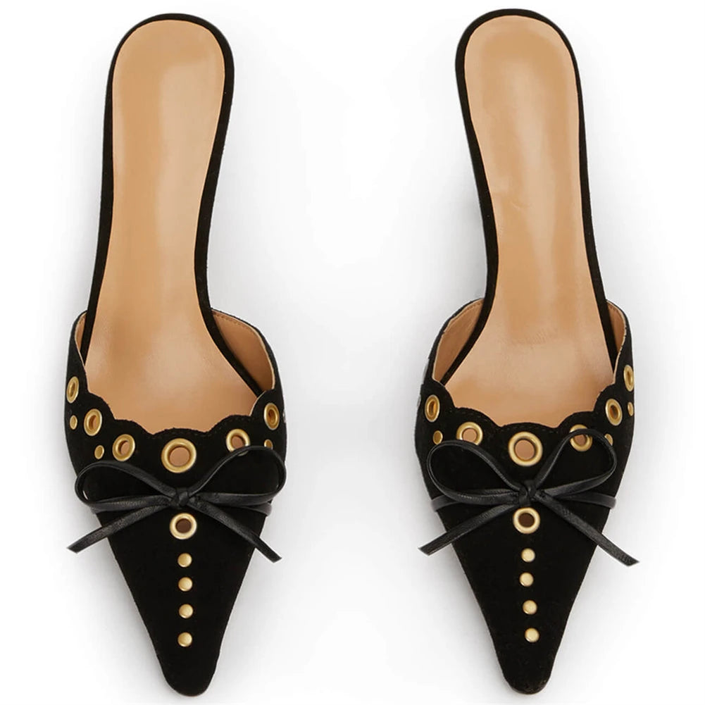 Cut Out Circle Detail High Heel Mules