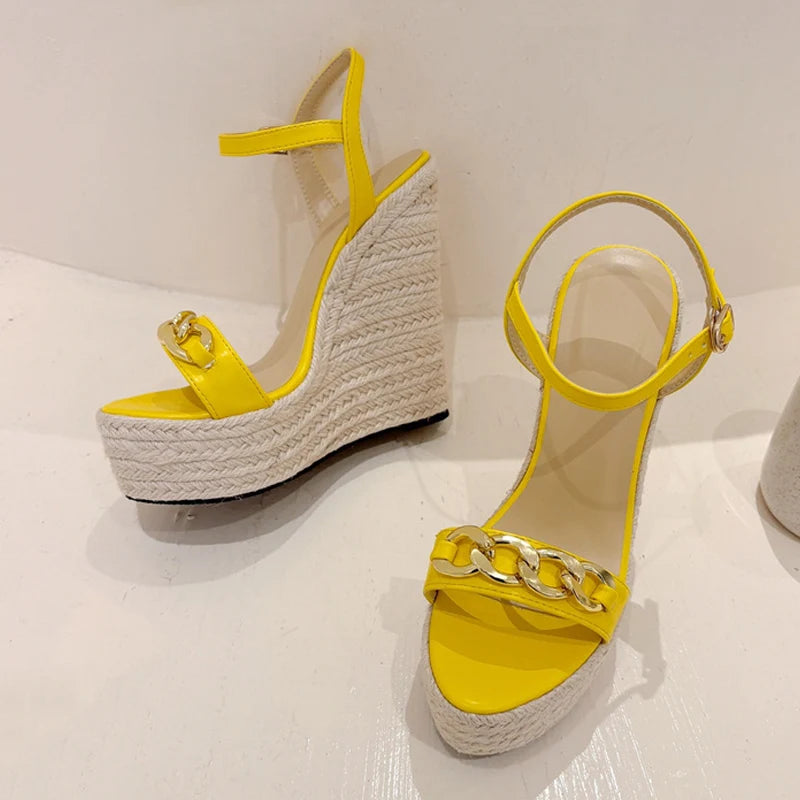 Woven Chain Wedge Heels