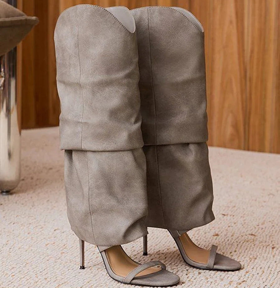 Slouchy Knee-High Stiletto Sandals