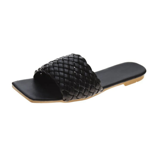 Woven Flat Slip On Sandals