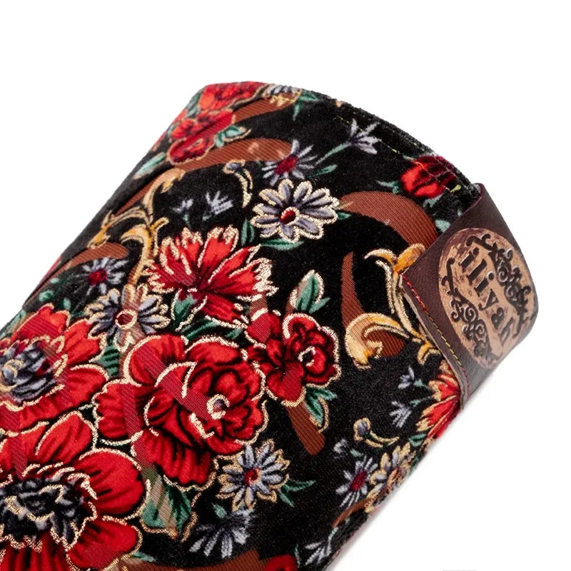 Vintage Floral Patchwork Western High Heel Boots