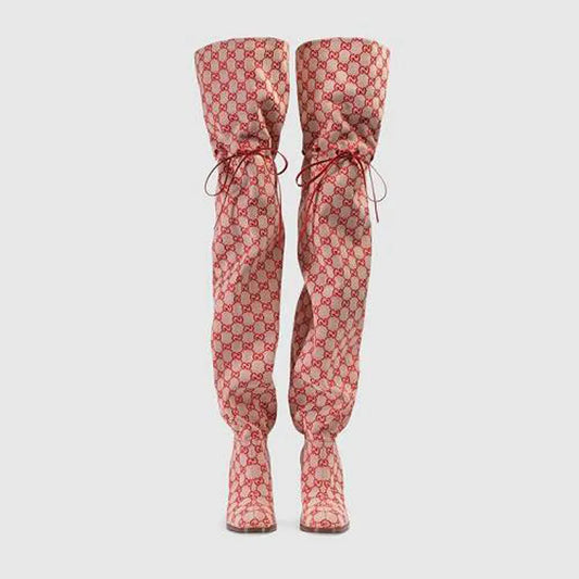 Thigh High Tied High Heel Boots Inspired By Gucci