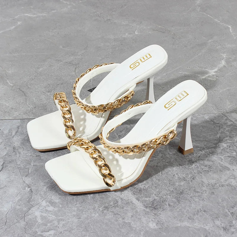 Double Chain Strap High Heel Sandals