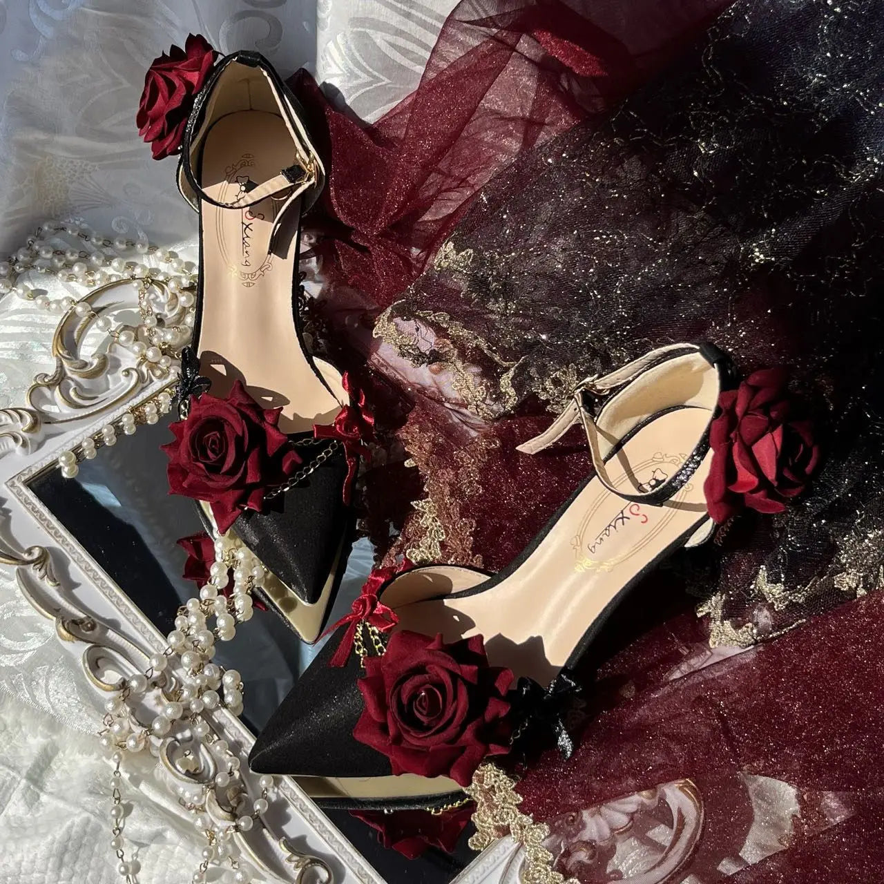 Black Red Gothi Wedding Shoe