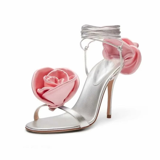 Rose Lace-up High Heel Sandals