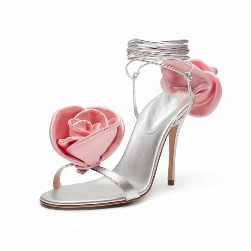 Bridal Rose Lace-up Sandals Inspired by Magda Butrym