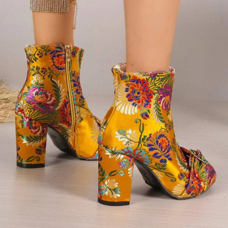 Embroidered Jewel Ankle Boots Inspired By Kioni