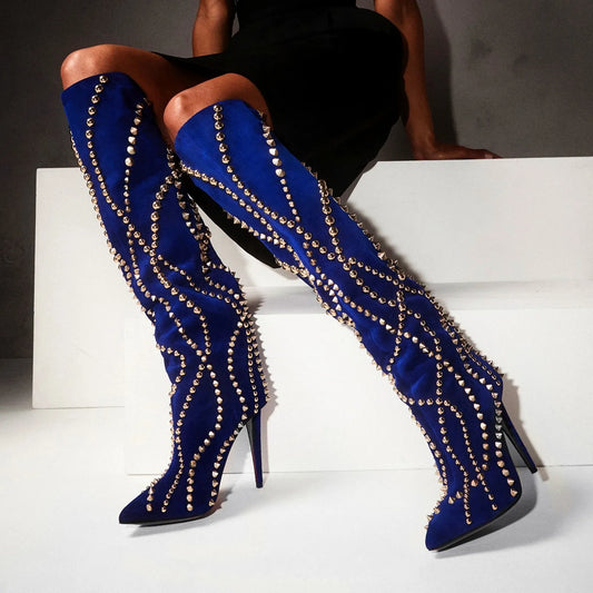 Christian Louboutin Inspired Blue Stud Boots