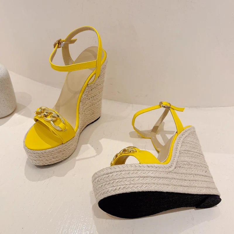 Woven Chain Wedge Heels