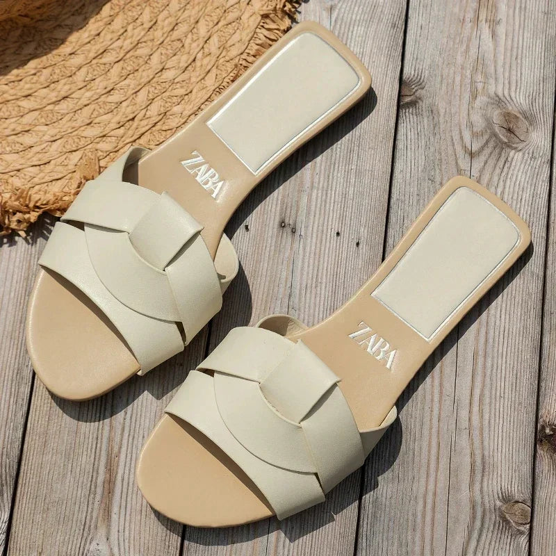 Woven Slip On Flat Sandals