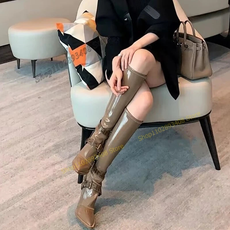 Brown Buckle Boots Inspired By Fendi