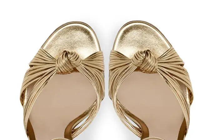 Golden Knot High Heel Sandals Inspired By Gianvito Rossi